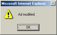 Ad Modified message box