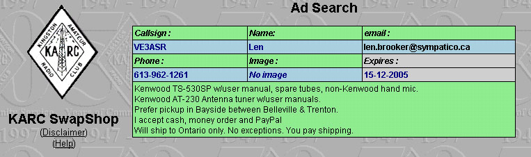 Results of Search Ads query